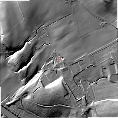 Shaded relief map of the ground around WV156HG, computed from Environment Agency LiDAR. The ground here sits at about 63 m above sea level and falls 83 m across the surrounding 800 m. Surface water reaching this point runs off ground lying to the north-east, 33.7 m higher.
