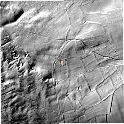 Shaded relief map of the ground around WV166TA, computed from Environment Agency LiDAR. The ground here sits at about 286 m above sea level and falls 134 m across the surrounding 800 m. Surface water reaching this point runs off ground lying to the west-south-west, 67.2 m higher.