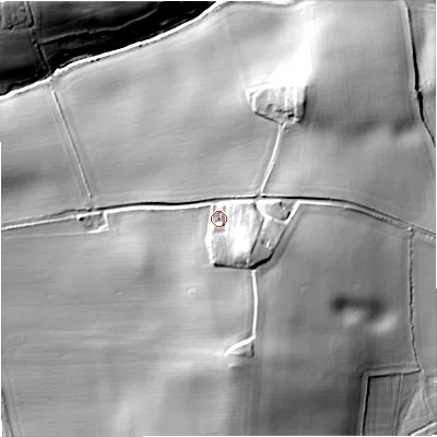 Shaded relief map of the ground around WV67DU, computed from Environment Agency LiDAR. The ground here sits at about 101 m above sea level and falls 36 m across the surrounding 800 m. Surface water reaching this point runs off ground lying to the south-east, 14.5 m higher.