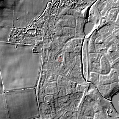Shaded relief map of the ground around WV67YJ, computed from Environment Agency LiDAR. The ground here sits at about 119 m above sea level and falls 11 m across the surrounding 800 m. Surface water reaching this point runs off ground lying to the south-south-west, 1.2 m higher.