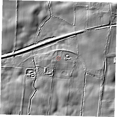 Shaded relief map of the ground around YO113TL, computed from Environment Agency LiDAR. The ground here sits at about 29 m above sea level and falls 16 m across the surrounding 800 m. Surface water reaching this point runs off ground lying to the south-west, 1.1 m higher.