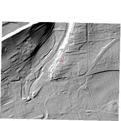 Shaded relief map of the ground around YO139EJ, computed from Environment Agency LiDAR. The ground here sits at about 40 m above sea level and falls 340282346638528859811704183484516925440 m across the surrounding 800 m. Surface water reaching this point runs off ground lying to the north-west, 33.6 m higher.