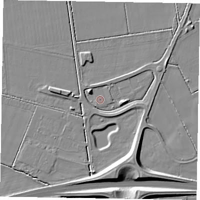 Shaded relief map of the ground around YO176AE, computed from Environment Agency LiDAR. The ground here sits at about 21 m above sea level and falls 9 m across the surrounding 800 m. Surface water reaching this point runs off ground lying to the south-south-east, 8.5 m higher.
