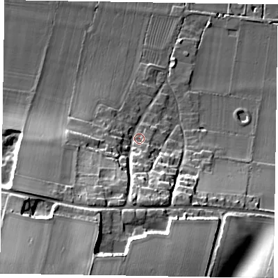 Shaded relief map of the ground around YO176SP, computed from Environment Agency LiDAR. The ground here sits at about 29 m above sea level and falls 36 m across the surrounding 800 m. Surface water reaching this point runs off ground lying to the south-south-west, 24.1 m higher.