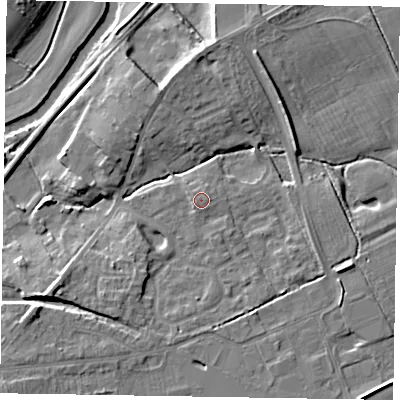 Shaded relief map of the ground around YO178AH, computed from Environment Agency LiDAR. The ground here sits at about 21 m above sea level and falls 9 m across the surrounding 800 m. Surface water reaching this point runs off ground lying to the west-south-west, 0.5 m higher.