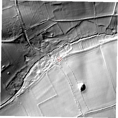 Shaded relief map of the ground around YO178BL, computed from Environment Agency LiDAR. The ground here sits at about 116 m above sea level and falls 29 m across the surrounding 800 m. Surface water reaching this point runs off ground lying to the south-east, 15.2 m higher.