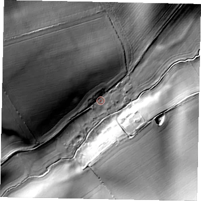 Shaded relief map of the ground around YO178DF, computed from Environment Agency LiDAR. The ground here sits at about 90 m above sea level and falls 28 m across the surrounding 800 m. Surface water reaching this point runs off ground lying to the west-north-west, 22.6 m higher.