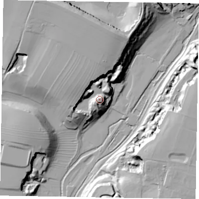 Shaded relief map of the ground around YO188JJ, computed from Environment Agency LiDAR. The ground here sits at about 53 m above sea level and falls 38 m across the surrounding 800 m. Surface water reaching this point runs off ground lying to the north, 23.1 m higher.
