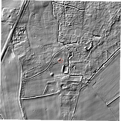 Shaded relief map of the ground around YO196EE, computed from Environment Agency LiDAR. The ground here sits at about 6 m above sea level and falls 5 m across the surrounding 800 m. Surface water reaching this point runs off ground lying to the north-west, 0.9 m higher.