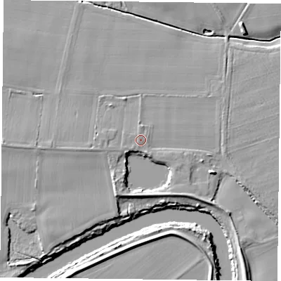 Shaded relief map of the ground around YO196RB, computed from Environment Agency LiDAR. The ground here sits at about 7 m above sea level and falls 7 m across the surrounding 800 m. Surface water reaching this point runs off ground lying to the west-south-west, 0.7 m higher.