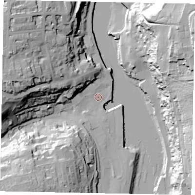 Shaded relief map of the ground around YO211DH, computed from Environment Agency LiDAR. The ground here sits at about 3 m above sea level and falls 58 m across the surrounding 800 m. Surface water reaching this point runs off ground lying to the west-north-west, 37.8 m higher.