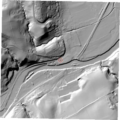 Shaded relief map of the ground around YO211YL, computed from Environment Agency LiDAR. The ground here sits at about 4 m above sea level and falls 52 m across the surrounding 800 m. Surface water reaching this point runs off ground lying to the north-west, 15.3 m higher.