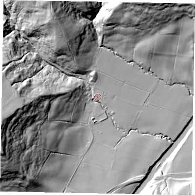 Shaded relief map of the ground around YO225QJ, computed from Environment Agency LiDAR. The ground here sits at about 31 m above sea level and falls 78 m across the surrounding 800 m. Surface water reaching this point runs off ground lying to the west-south-west, 67.0 m higher.