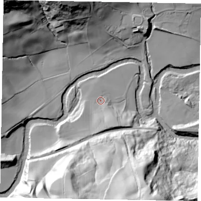 Shaded relief map of the ground around YO225QL, computed from Environment Agency LiDAR. The ground here sits at about 28 m above sea level and falls 73 m across the surrounding 800 m. Surface water reaching this point runs off ground lying to the south-south-east, 13.8 m higher.