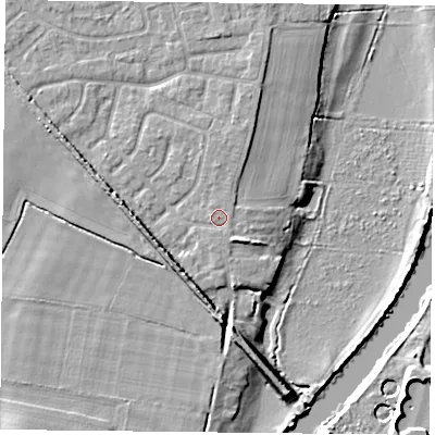 Shaded relief map of the ground around YO232TD, computed from Environment Agency LiDAR. The ground here sits at about 10 m above sea level and falls 8 m across the surrounding 800 m. Surface water reaching this point runs off ground lying to the west-north-west, 0.5 m higher.