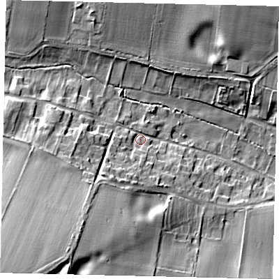 Shaded relief map of the ground around YO254RR, computed from Environment Agency LiDAR. The ground here sits at about 31 m above sea level and falls 39 m across the surrounding 800 m. Surface water reaching this point runs off ground lying to the south-west, 36.0 m higher.