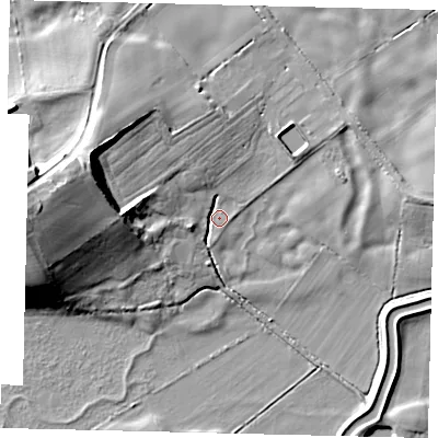 Shaded relief map of the ground around YO258JP, computed from Environment Agency LiDAR. The ground here sits at about 3 m above sea level and falls 21 m across the surrounding 800 m. Surface water reaching this point runs off ground lying to the west, 18.8 m higher.