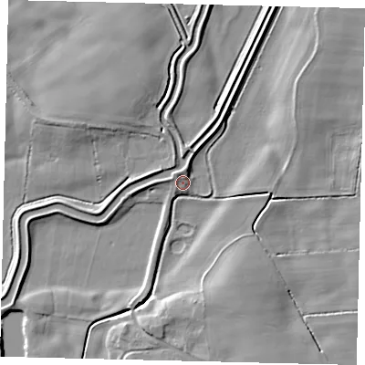 Shaded relief map of the ground around YO258JR, computed from Environment Agency LiDAR. The ground here sits at about 3 m above sea level and falls 7 m across the surrounding 800 m. Surface water reaching this point runs off ground lying to the north-west, 3.1 m higher.