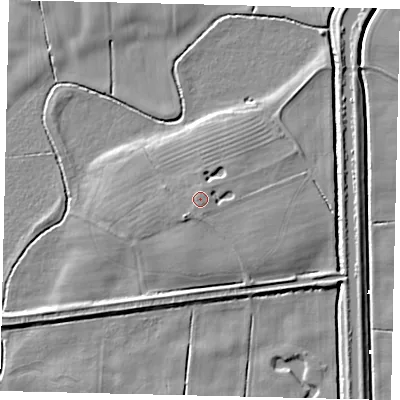 Shaded relief map of the ground around YO259ET, computed from Environment Agency LiDAR. The ground here sits at about 6 m above sea level and falls 7 m across the surrounding 800 m. Surface water reaching this point runs off ground lying to the north-east, 1.8 m higher.