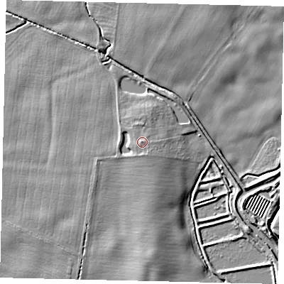 Shaded relief map of the ground around YO259HU, computed from Environment Agency LiDAR. The ground here sits at about 8 m above sea level and falls 7 m across the surrounding 800 m. Surface water reaching this point runs off ground lying to the north-north-west, 0.7 m higher.