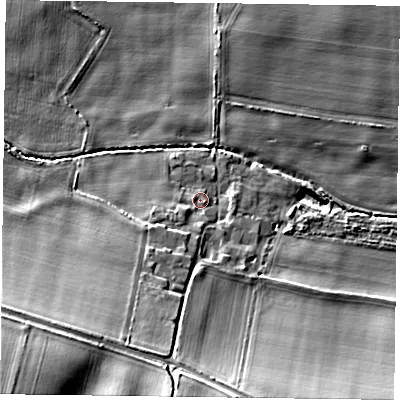 Shaded relief map of the ground around YO624AT, computed from Environment Agency LiDAR. The ground here sits at about 31 m above sea level and falls 24 m across the surrounding 800 m. Surface water reaching this point runs off ground lying to the south-south-west, 8.0 m higher.
