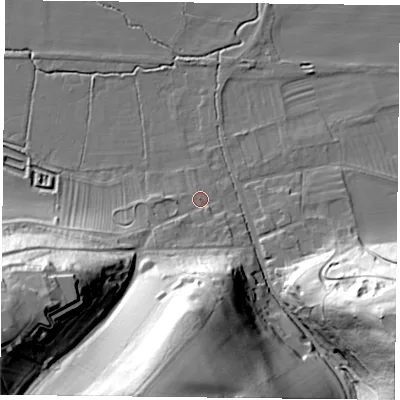 Shaded relief map of the ground around YO624JJ, computed from Environment Agency LiDAR. The ground here sits at about 51 m above sea level and falls 55 m across the surrounding 800 m. Surface water reaching this point runs off ground lying to the south-south-west, 51.7 m higher.
