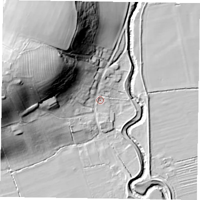Shaded relief map of the ground around YO626RH, computed from Environment Agency LiDAR. The ground here sits at about 29 m above sea level and falls 38 m across the surrounding 800 m. Surface water reaching this point runs off ground lying to the north-west, 29.5 m higher.