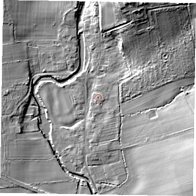 Shaded relief map of the ground around YO626SG, computed from Environment Agency LiDAR. The ground here sits at about 39 m above sea level and falls 28 m across the surrounding 800 m. Surface water reaching this point runs off ground lying to the east, 0.9 m higher.