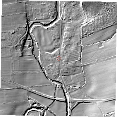 Shaded relief map of the ground around YO626SH, computed from Environment Agency LiDAR. The ground here sits at about 39 m above sea level and falls 18 m across the surrounding 800 m. Surface water reaching this point runs off ground lying to the east, 0.9 m higher.
