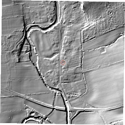 Shaded relief map of the ground around YO626SQ, computed from Environment Agency LiDAR. The ground here sits at about 39 m above sea level and falls 19 m across the surrounding 800 m. Surface water reaching this point runs off ground lying to the north-north-east, 0.6 m higher.