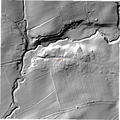 Shaded relief map of the ground around YO72PS, computed from Environment Agency LiDAR. The ground here sits at about 81 m above sea level and falls 24 m across the surrounding 800 m. Surface water reaching this point runs off ground lying to the east, 5.1 m higher.