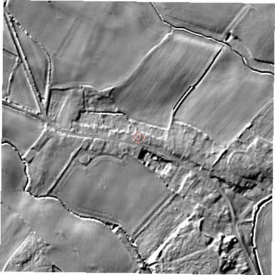 Shaded relief map of the ground around YO83LY, computed from Environment Agency LiDAR. The ground here sits at about 5 m above sea level and falls 7 m across the surrounding 800 m. Surface water reaching this point runs off ground lying to the south-west, 0.7 m higher.