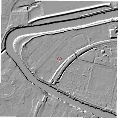 Shaded relief map of the ground around YO85AH, computed from Environment Agency LiDAR. The ground here sits at about 4 m above sea level and falls 9 m across the surrounding 800 m. Surface water reaching this point runs off ground lying to the south-south-west, 4.2 m higher.