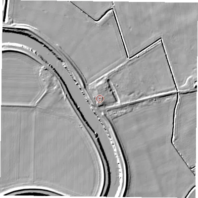 Shaded relief map of the ground around YO86ED, computed from Environment Agency LiDAR. The ground here sits at about 5 m above sea level and falls 6 m across the surrounding 800 m. Surface water reaching this point runs off ground lying to the south-west, 1.2 m higher.