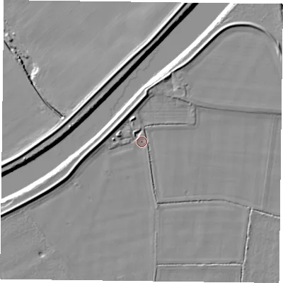 Shaded relief map of the ground around YO88EH, computed from Environment Agency LiDAR. The ground here sits at about 3 m above sea level and falls 6 m across the surrounding 800 m. Surface water reaching this point runs off ground lying to the west-north-west, 4.1 m higher.