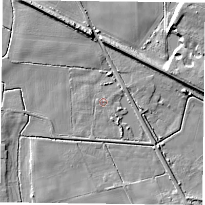 Shaded relief map of the ground around YO88PB, computed from Environment Agency LiDAR. The ground here sits at about 3 m above sea level and falls 11 m across the surrounding 800 m. Surface water reaching this point runs off ground lying to the east, 1.0 m higher.